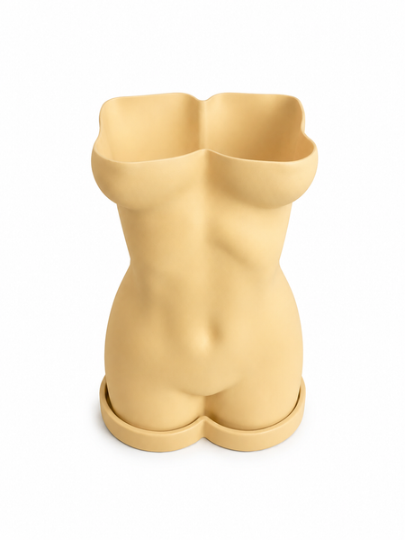 Ghiveci &ndash; vază de flori 3D &bdquo;Selene&rdquo; bej &ndash; siluetă feminină 175 &times; 250 mm 3dv1110 foto