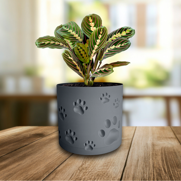 Ghiveci de flori 3d, Trace Animal , rotund 12 x 11 cm, Culoare Gri 3dv0949 foto