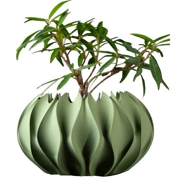 Ghiveci de flori 3d Roundflower Premium rotund 15 x 9 cm, Culoare Verde 3dv0187 foto