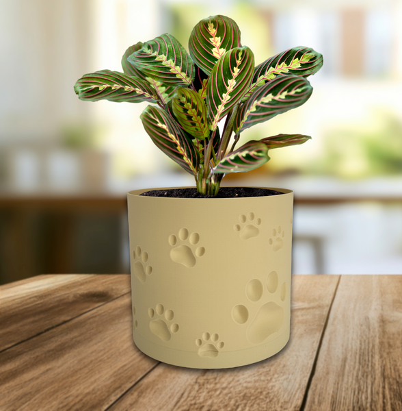 Ghiveci de flori 3d, Trace Animal , rotund 13 x 12 cm, Culoare Bej 3dv0985 foto