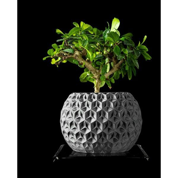 Ghiveci de flori 3d Orbix rotund 13.5 x 11.5 cm, Culoare Antracit 3dv0496 foto