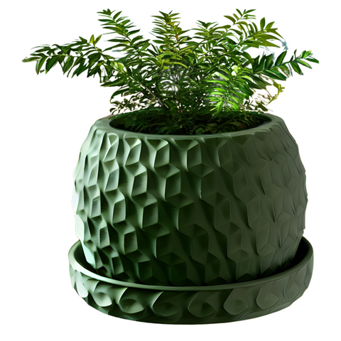 Ghiveci de flori 3d Antic Premium rotund 17.5 x 12.5 cm, Culoare Verde 3dv0051 foto