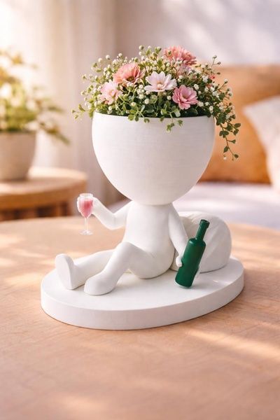Ghiveci de flori 3D WineBuddy Chill, alb, 140 &times; 180 mm 3dv0998 foto