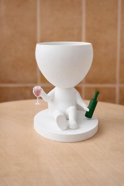 Ghiveci de flori 3D WineBuddy Chill, alb, 140 &times; 180 mm 3dv0998 foto