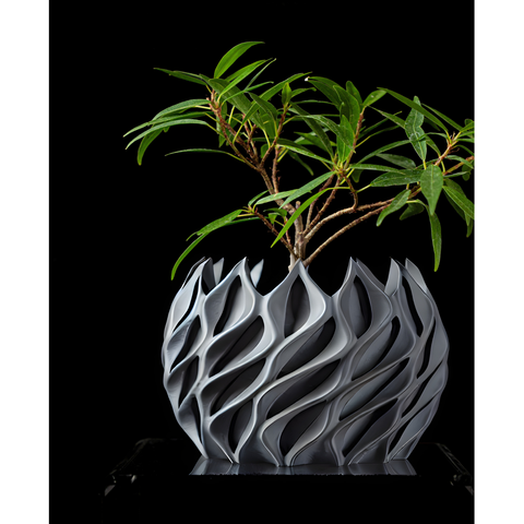 Ghiveci de flori 3d Flame Premium rotund 18 x 13 cm, Culoare Gri 3dv0140 foto