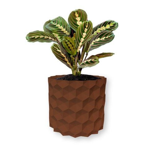 Ghiveci de flori 3d, Geonix , rotund 18 x 16.5 cm, Culoare Maro 3dv0737 foto
