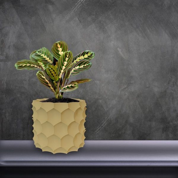 Ghiveci de flori 3d, Razorix , rotund 13 x 12 cm, Culoare Bej 3dv0887 foto