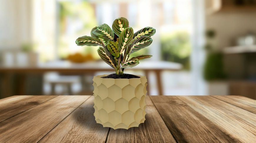 Ghiveci de flori 3d, Razorix , rotund 13 x 12 cm, Culoare Bej 3dv0887 foto