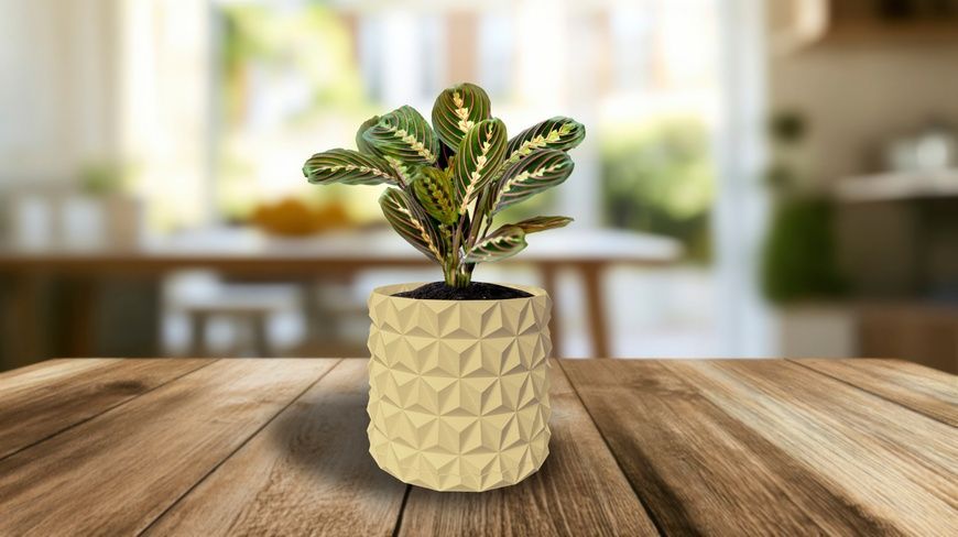 Ghiveci de flori 3d, Krystar , rotund 11 x 10 cm, Culoare Bej 3dv0787 foto