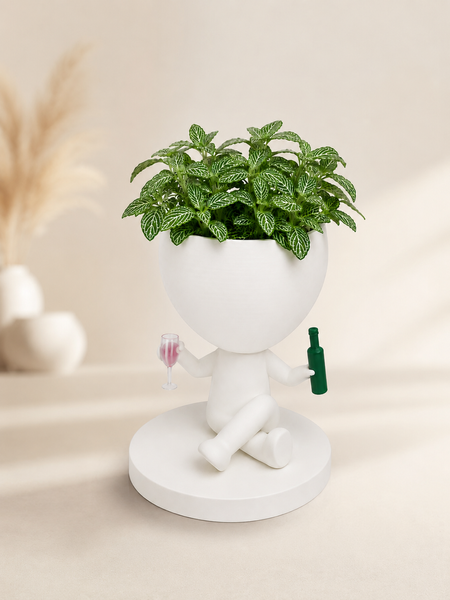 Ghiveci de flori 3D WineBuddy Cheers, alb, 100 &times; 130 mm 3dv0999 foto