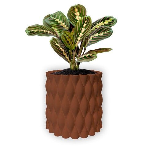 Ghiveci de flori 3d, Twist Flow , rotund 14.5 x 13.5 cm, Culoare Maro 3dv0538 foto