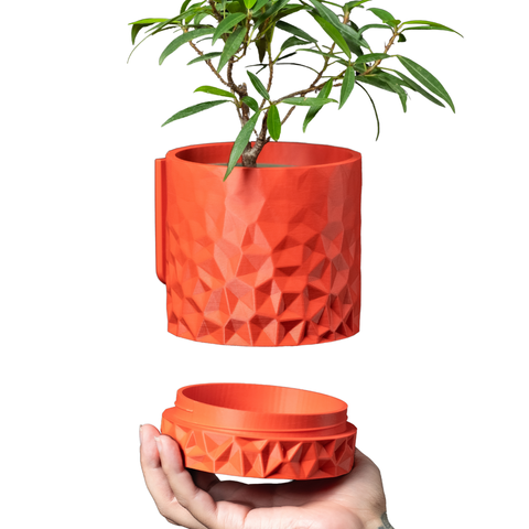 Ghiveci suspendat 3d Diamond Wall Premium, Forma Rotunda cu sistem de montare pe perete, 15 x 17 cm, Culoare Rosu 3dv0350 foto