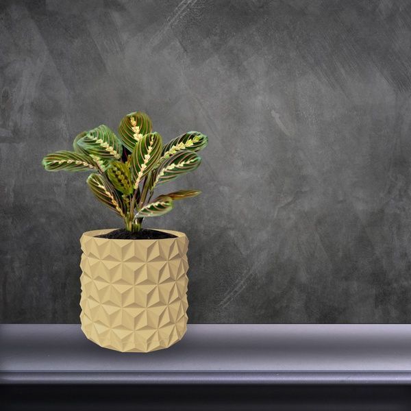 Ghiveci de flori 3d, Krystar , rotund 12 x 11 cm, Culoare Bej 3dv0788 foto