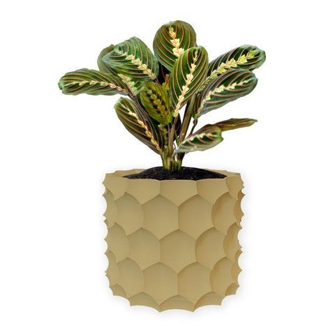 Ghiveci de flori 3d, Razorix , rotund 15.5 x 14.5 cm, Culoare Bej 3dv0889 foto