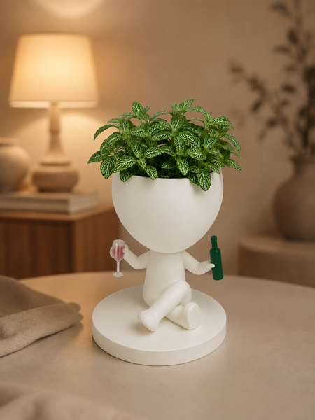 Ghiveci de flori 3D WineBuddy Cheers, alb, 140 &times; 190 mm 3dv1001 foto