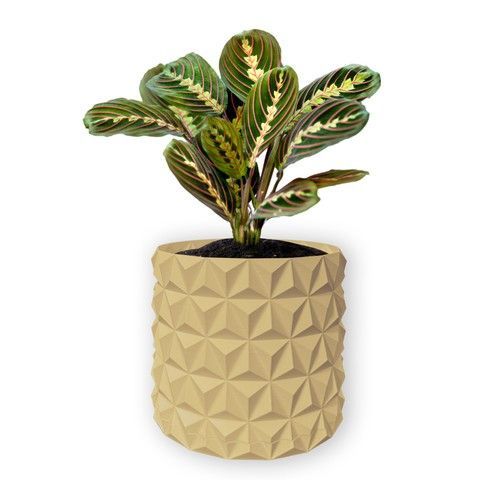 Ghiveci de flori 3d, Krystar , rotund 16.5 x 15.5 cm, Culoare Bej 3dv0792 foto