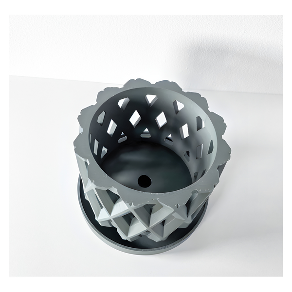 Ghiveci de flori 3d Orchid Halo Premium rotund 13.5 x 10.5 cm, Culoare Gri 3dv0212 foto