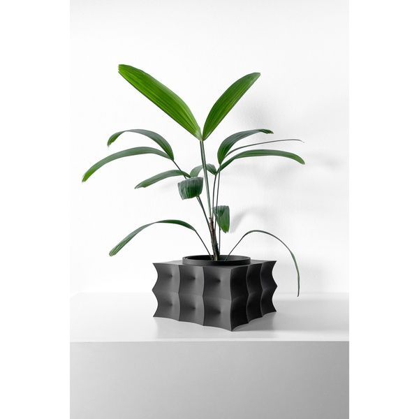 Ghiveci de flori 3d Bloomex patrat 16 x 12 cm, Culoare Antracit 3dv0463 foto