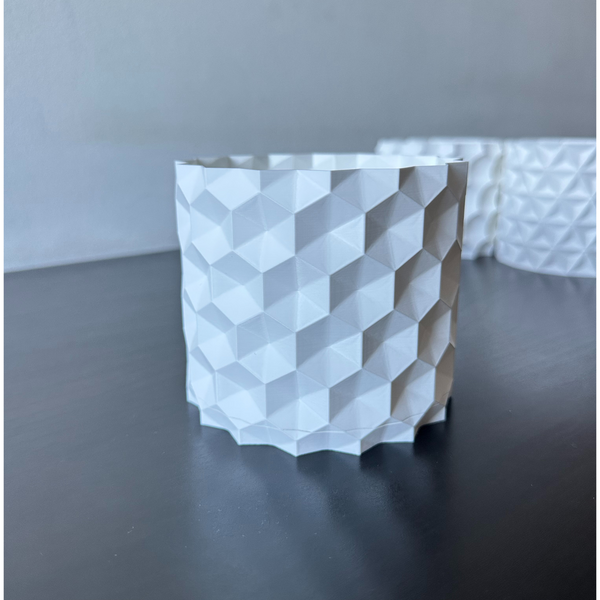 Ghiveci de flori 3d, Geonix , rotund 16.5 x 15.5 cm, Culoare Bej 3dv0743 foto