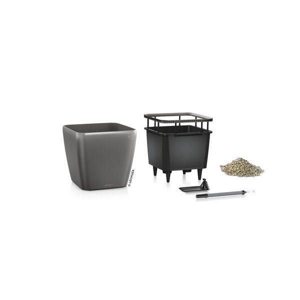 Ghiveci inteligent Lechuza Quadro Premium LS 21 pătrat 4 l 23 x 20 cm, Culoare Taupe 16125 foto
