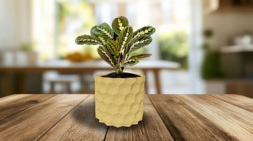 Ghiveci de flori 3d, Geonix , rotund 18 x 16.5 cm, Culoare Bej 3dv0744 foto