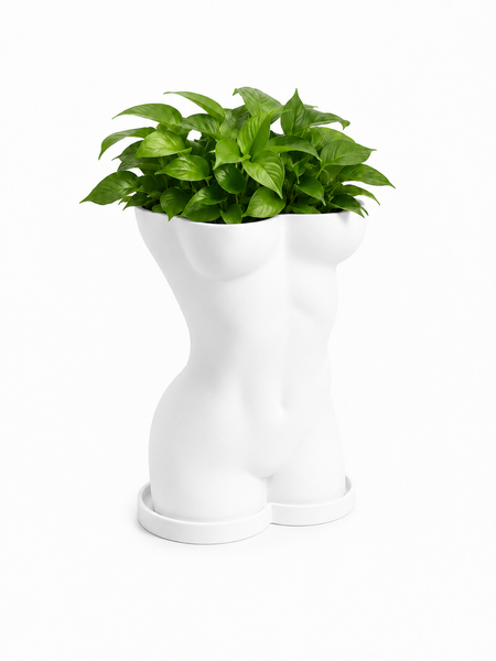 Ghiveci &ndash; vază de flori 3D &bdquo;Selene&rdquo; alb &ndash; siluetă feminină 105 &times; 145 mm 3dv1061 foto