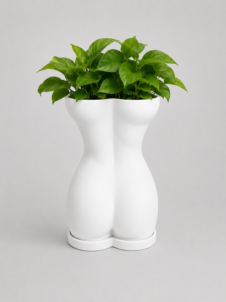 Ghiveci &ndash; vază de flori 3D &bdquo;Selene&rdquo; alb &ndash; siluetă feminină 105 &times; 145 mm 3dv1061 foto