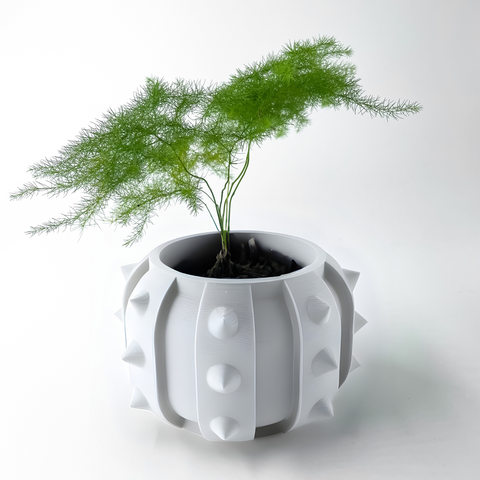 Ghiveci de flori 3d Spike rotund 13 x 9 cm, Culoare Alb 3dv0435 foto
