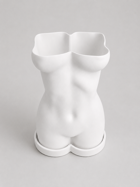 Ghiveci &ndash; vază de flori 3D &bdquo;Selene&rdquo; alb &ndash; siluetă feminină 160 &times; 230 mm 3dv1106 foto