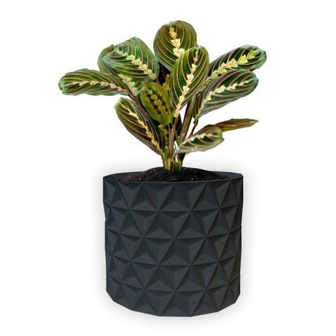 Ghiveci de flori 3d, Trigrix , rotund 14.5 x 13.5 cm, Culoare Antracit 3dv0895 foto