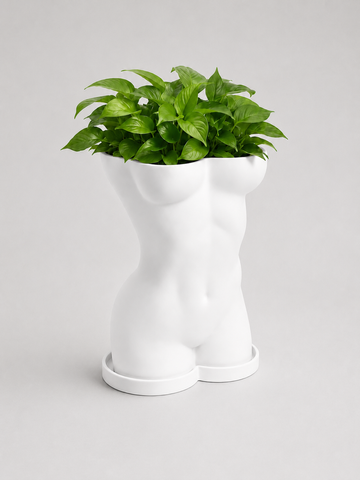 Ghiveci &ndash; vază de flori 3D &bdquo;Selene&rdquo; alb &ndash; siluetă feminină 115 &times; 160 mm 3dv1062 foto