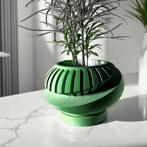 Ghiveci de flori 3d Planet rotund 18 x 11.5 cm, Culoare Verde 3dv0426 foto