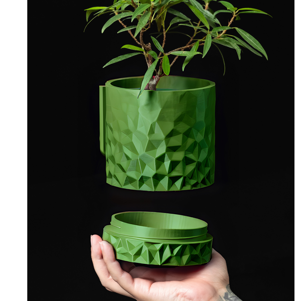 Ghiveci suspendat 3d Diamond Wall Premium, Forma Rotunda cu sistem de montare pe perete, 15 x 17 cm, Culoare Verde 3dv0345 foto