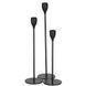 Set 3 suporturi de lumanare din metal, 23, 28 si 33cm, negru HA-7266 foto 1