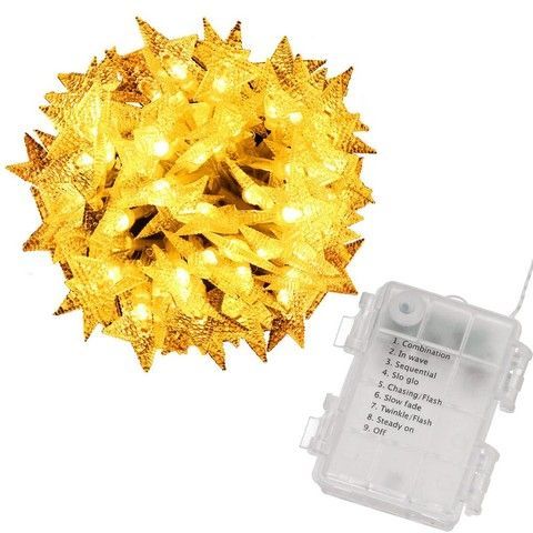 (DL) Instalatie stelute luminoase pentru gradina, 5 metri, 50 LED-uri, cu baterii, galben CL-0179 foto