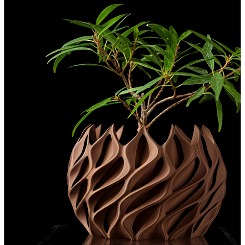 Ghiveci de flori 3d Flame Premium rotund 15 x 11 cm, Culoare Maro 3dv0153 foto