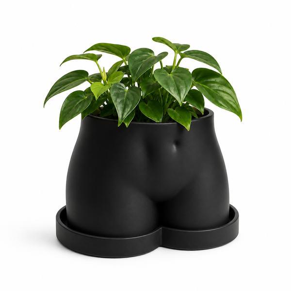 Ghiveci &ndash; vază de flori 3D &bdquo;Aura&rdquo; negru &ndash; siluetă feminină 230 &times; 155 mm 3dv1114 foto
