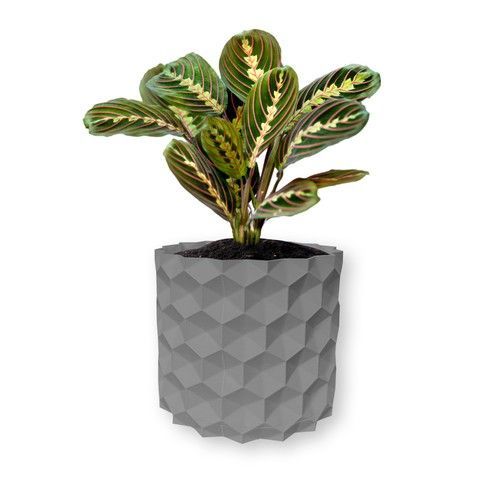 Ghiveci de flori 3d, Geonix , rotund 12 x 11 cm, Culoare Gri 3dv0704 foto