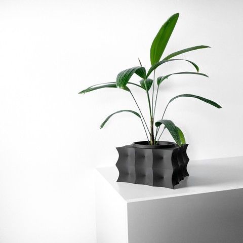 Ghiveci de flori 3d Bloomex patrat 19 x 14 cm, Culoare Antracit 3dv0465 foto